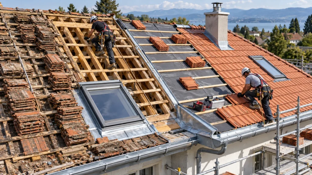 Dépose, écran sous-toiture et nouvelle couverture lors d’une rénovation