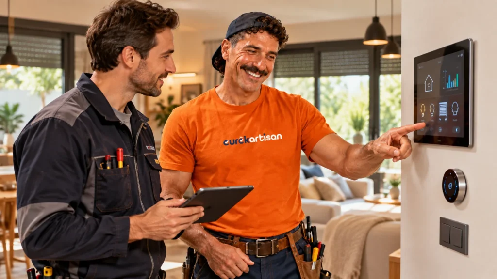 Maison connectée avec chauffage, volets et éclairage pilotés par domotique
