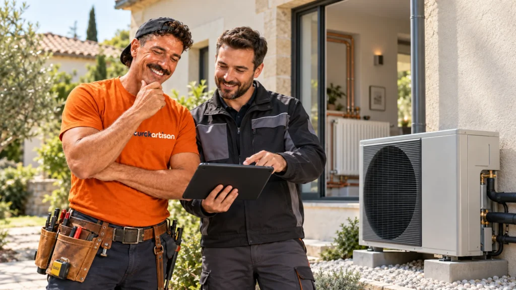 Pompe à chaleur air/eau installée pour chauffer une maison