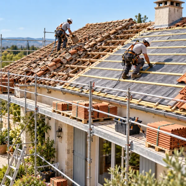 Rénovation complète de la toiture d’une maison et pose d’une nouvelle couverture